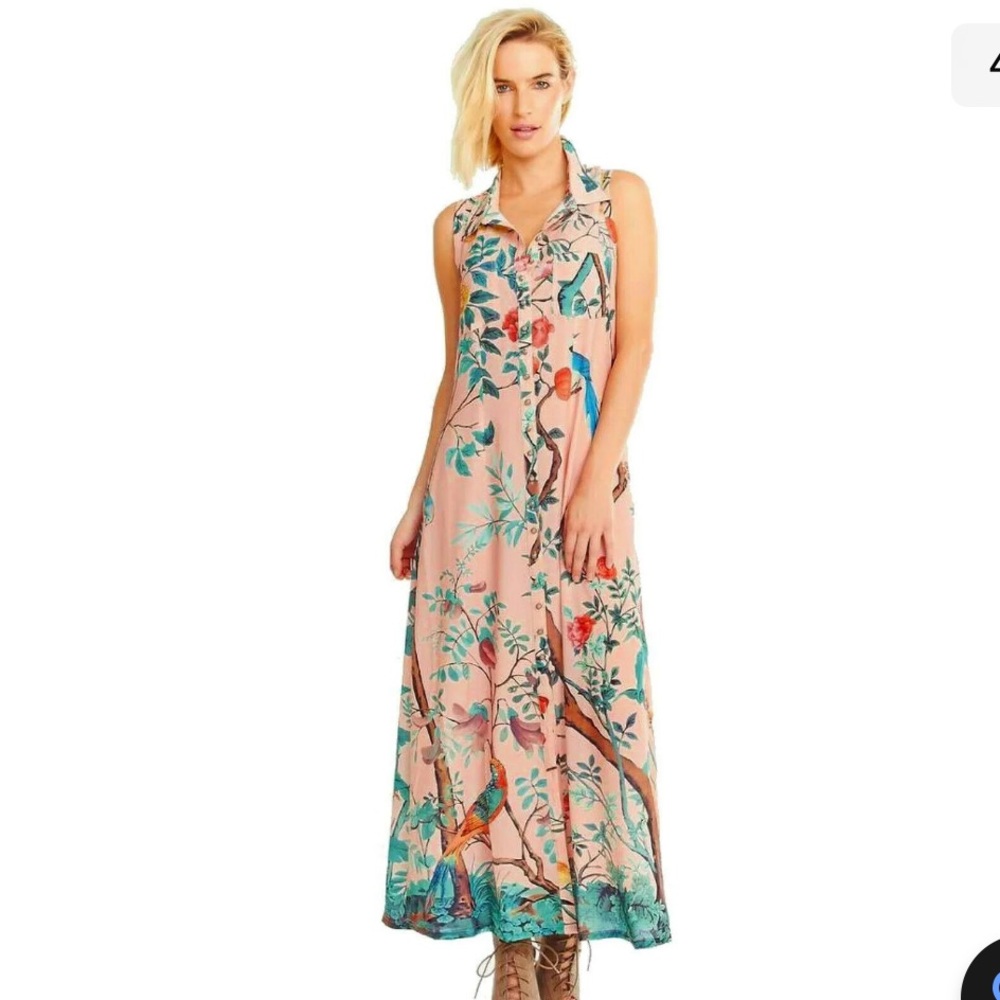 Soft Surroundings Pink and Green Halter Sundress